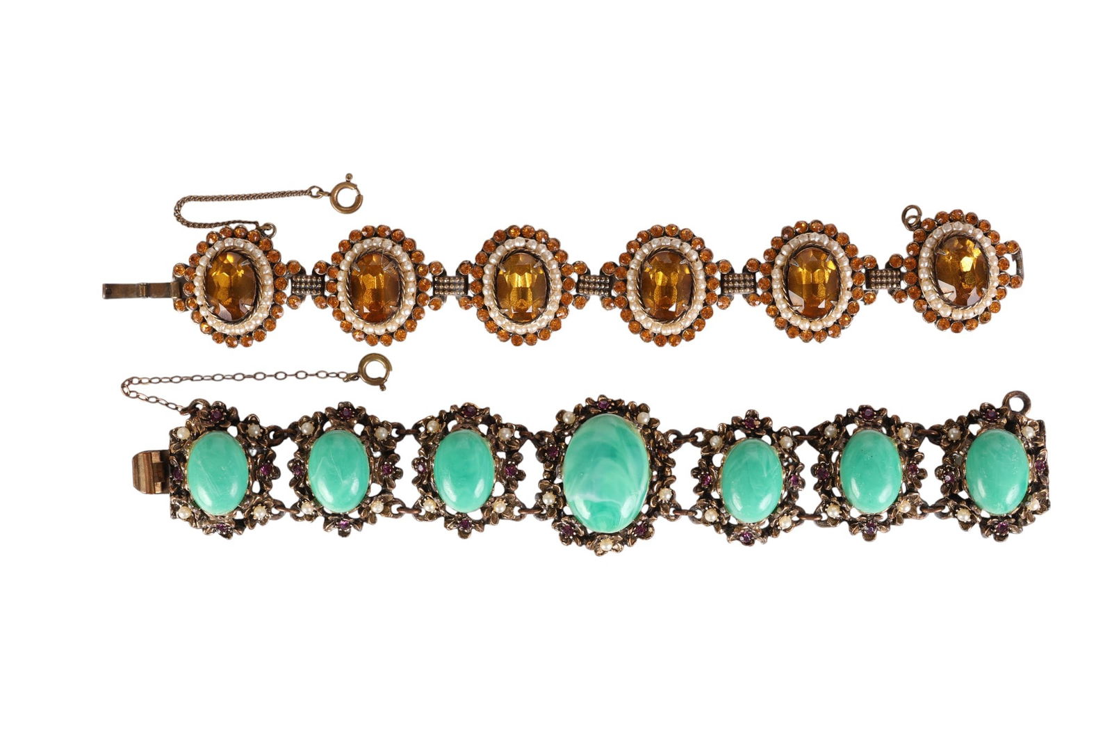 1950s Vintage Designer Chunky Bracelets 2pc LOT (1 of 10)