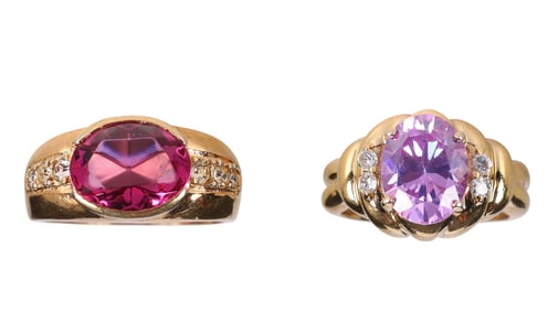 Vermeil Sterling Rings Tourmaline Sapphire 1970s