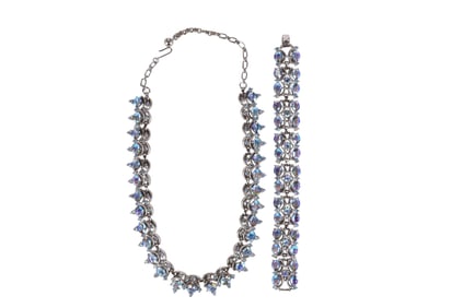 Trifari AB 1950s Crystal Necklace and Bracelet SET