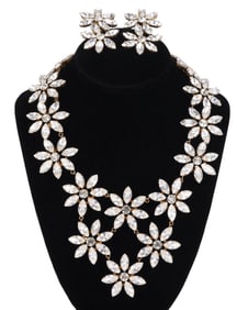 1979 Designer Nina Ricci Paris Crystal Necklace SET