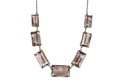 Rock Crystal & 950 Silver Necklace, Occupied Japan