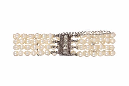 Vintage Art Deco Multi-Strand Pearl Bracelet 1920s