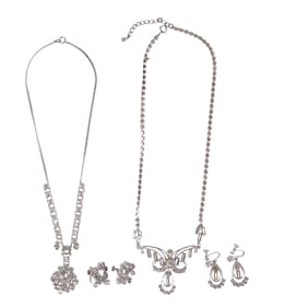 Art Deco 30s Sterling Silver Crystal Necklace SETS