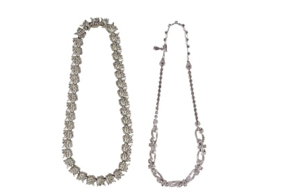 Pennino 1940s Silver and Crystal Necklaces 2pc LOT