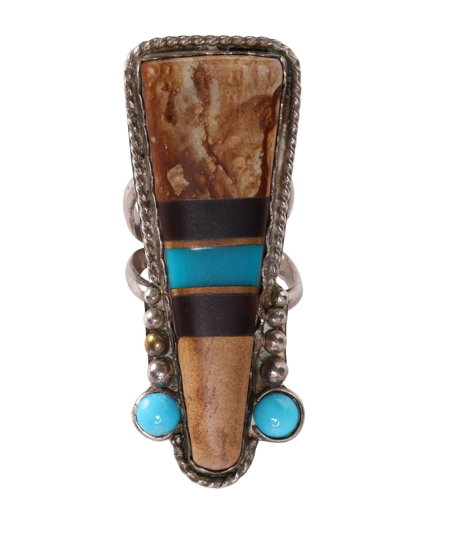 Native American 1970s Sterling Petrified Wood Ring (1 of 8)