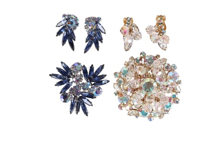 Juliana VTG 1960s Crystal Brooch and Earrings SETS