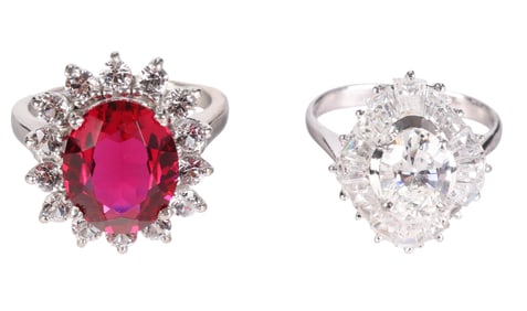 Sterling Silver Vintage 1970s CZ Cocktail Ring LOT