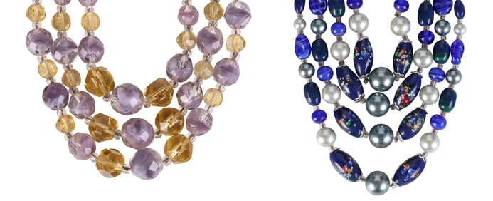 1950s Art Glass and Crystal Multi-Strand Necklaces