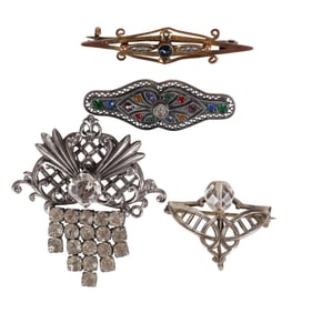 Victorian 1890s-1900s Sterling & Gold Brooches LOT