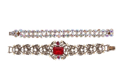 1950s Weiss Pair of Amerique AB Crystal Bracelets