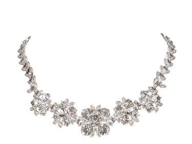 1940s ORA by Ralph Singer Crystal Rhodium Necklace