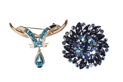 Weiss Coro Vintage 1950s Crystal Jewelry Brooches