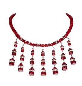 Vintage 30s Art Deco Ruby Crystal Dangles Necklace