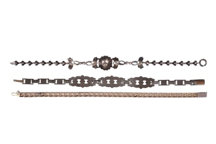 Art Deco Edwardian Silver Crystal Bracelet 3pc LOT