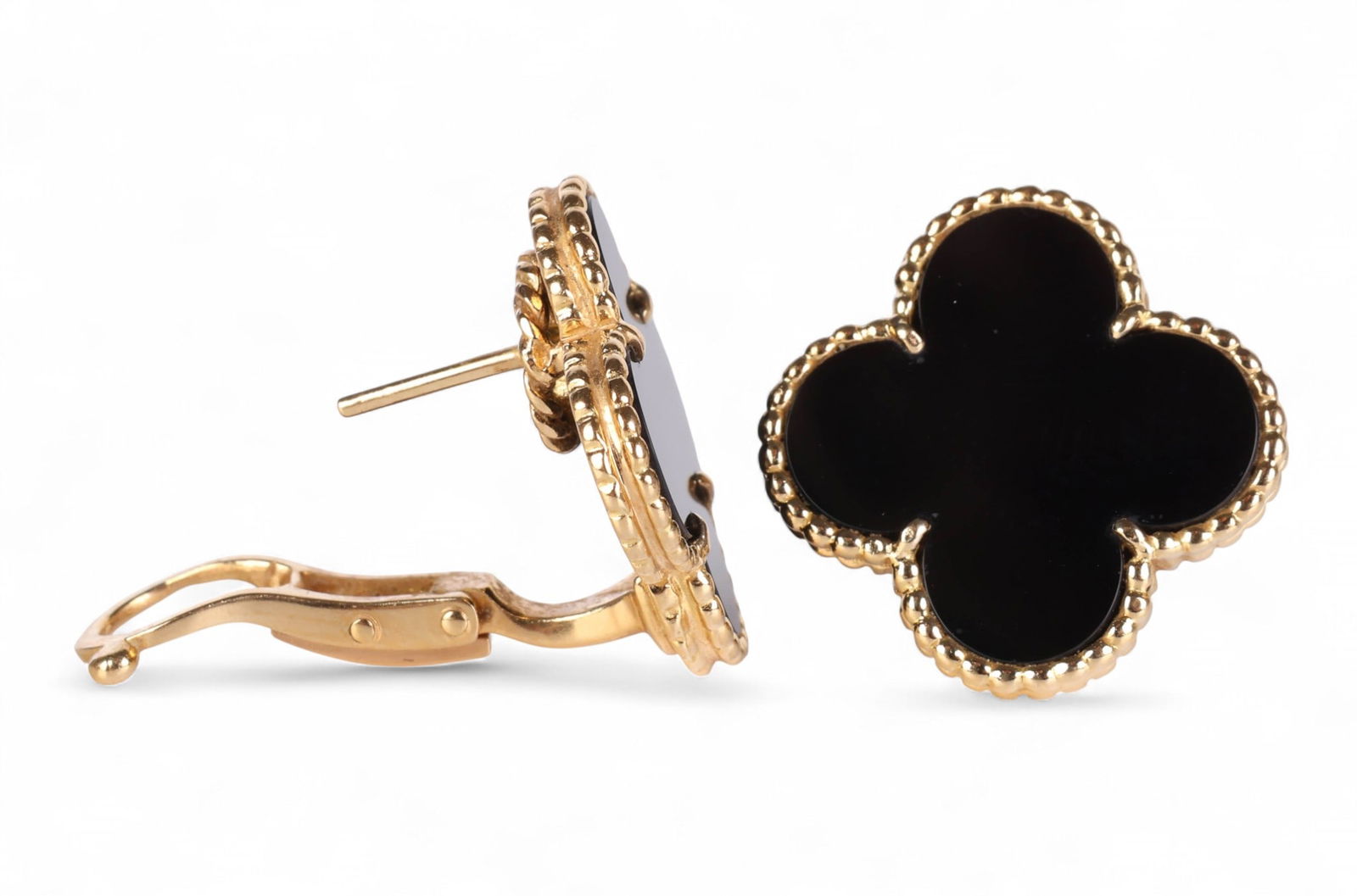 Van Cleef & Arpels 18k Black Onyx Alhambra Earring (1 of 7)