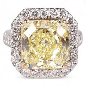 GIA Certified 11.5 CT TW Fancy Yellow Diamond Ring