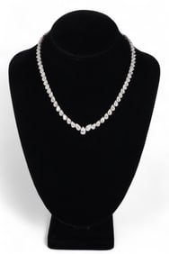 Platinum 40 CTTW Diamond Riviera Style Necklace