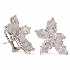 Platinum 11.53 CT TW Diamond Cluster Earrings GIA