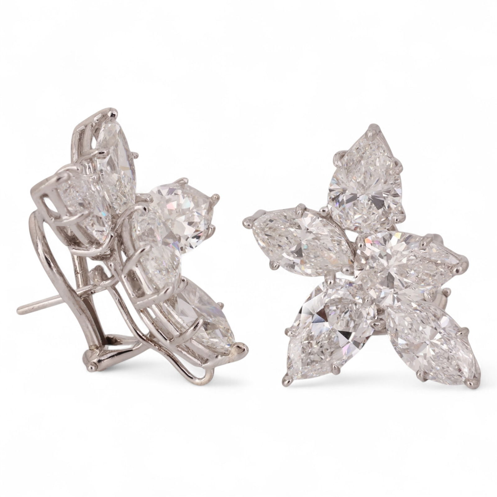 Platinum 11.53 CT TW Diamond Cluster Earrings GIA (1 of 9)