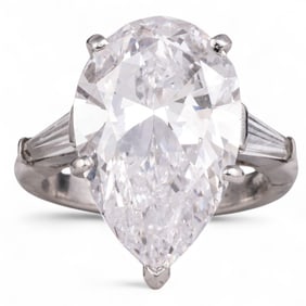 Platinum 10.03 CT Faint Pink Pear Diamond Ring