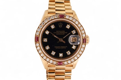Rolex 18k Gold Datejust 69178 Diamond & Ruby Watch