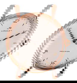 Rolex Precision 4488 18k Rose Gold, Steel Watch: Rolex vintage Precision wristwatch, reference number 4488, featuring a two-tone 35mm case crafted from 18 karat rose gold and stainless steel. The watch houses a 17-jewel manual wind movement that is