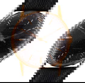 Rolex Precision 18k Gold Wristwatch Ref. 8961 33mm: Rolex, a vintage Precision wristwatch, model 8961, crafted in 18k yellow gold. The round case measures approximately 33mm in diameter (excluding crown) and is fitted with a Rolex-signed gold crown. Th