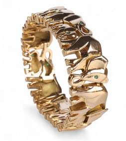 Cartier 18k Gold Emerald Elephant March Bracelet
