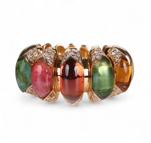 BULGARI 18k Gold Celtaura Gemstone Diamond Ring