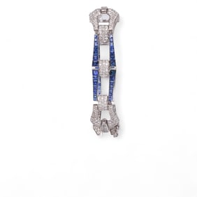 Platinum Deco 16.25 CTTW Diamond Sapphire Bracelet