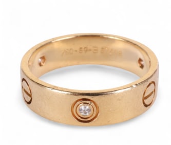 Cartier 18k Gold .09 CT TW Diamond Love Ring s8.75