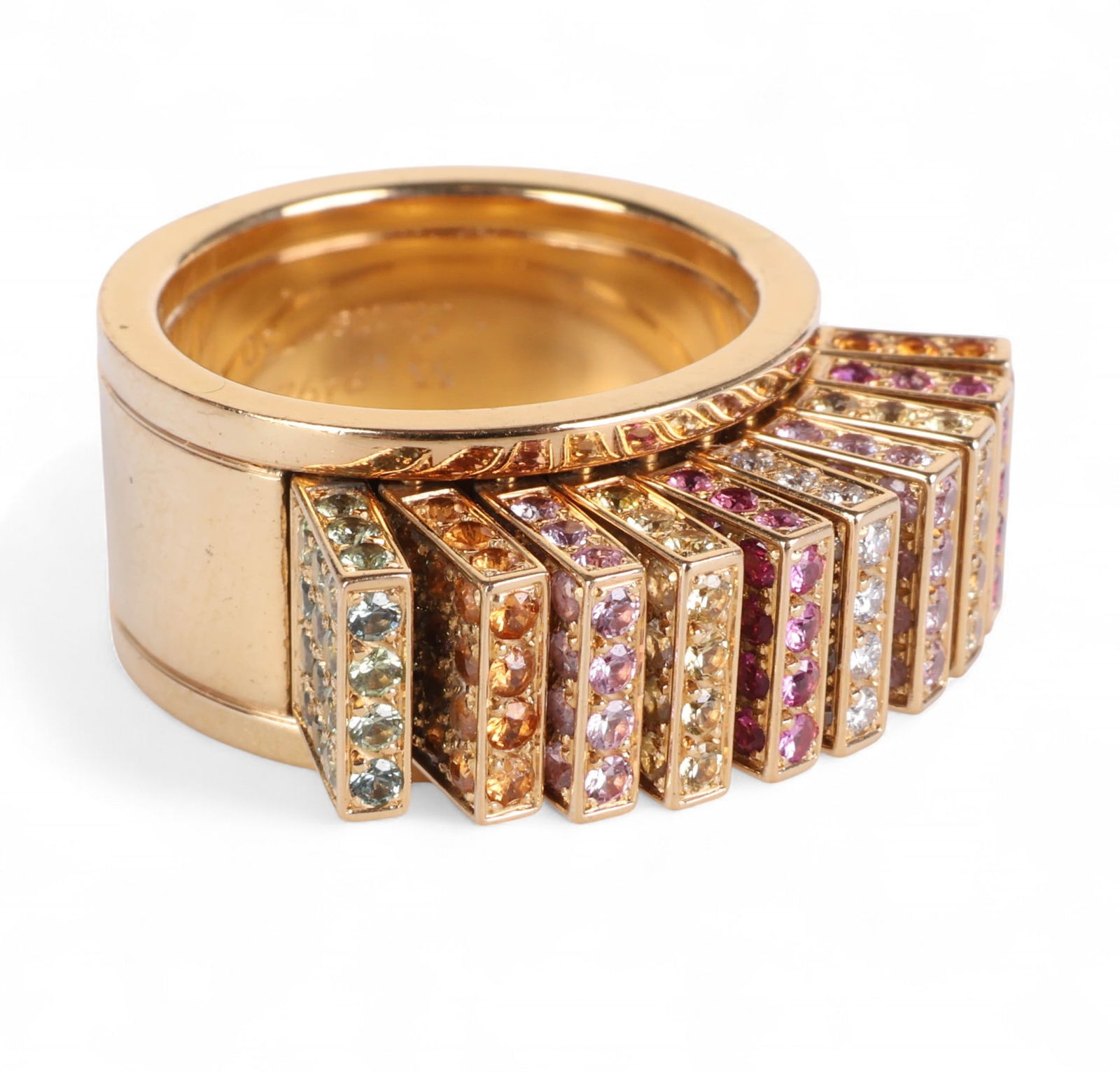 Cartier 18k Gold Sapphire Paillette Ring Size 53 (1 of 5)