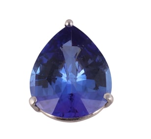 Platinum Mounted 8.35ct Pear Cut Tanzanite Pendant