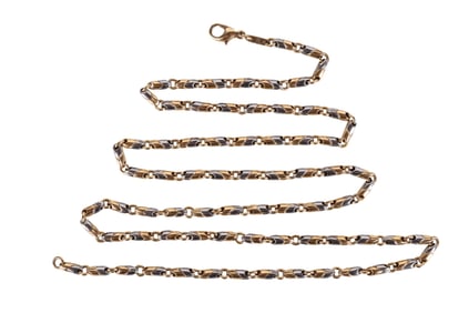 BULGARI 18k Gold & Steel Passo Doppio 30" Necklace