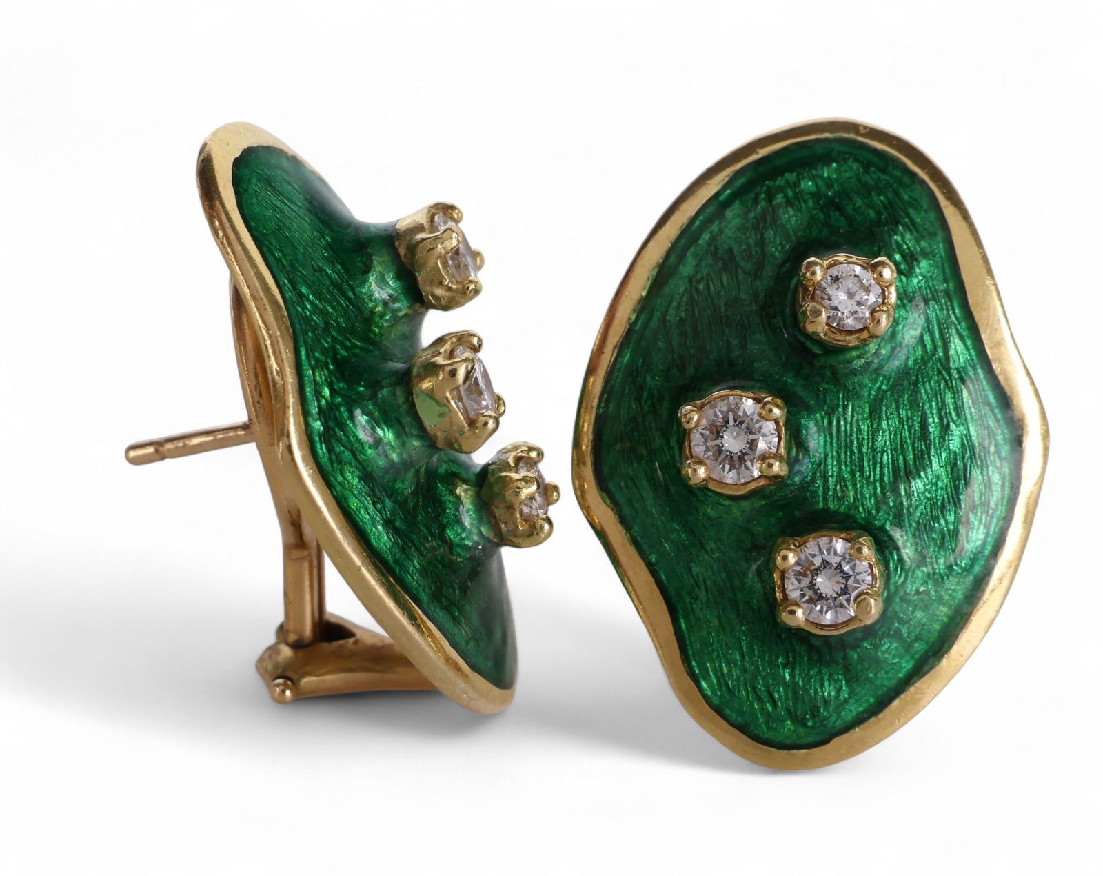 18k Gold A. Kim .72 CT TW Diamond Enamel Earrings (1 of 7)