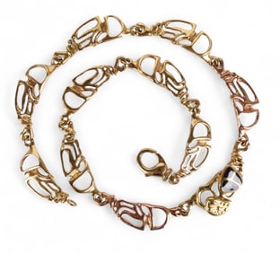 18k Gold A. Kim Enameled Abstract Necklace 62.8g