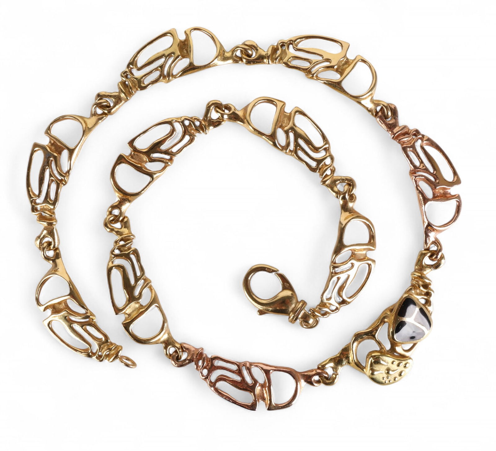 18k Gold A. Kim Enameled Abstract Necklace 62.8g (1 of 7)