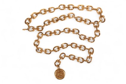 Chanel Heavy Textured Gold Gilt Horse Motif Belt