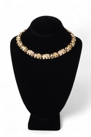 18k 3.38 CT TW Diamond Emerald Elephant Necklace