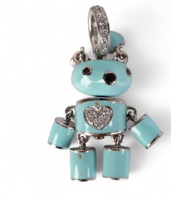 Aaron Basha 18k White Gold Diamond Bear Charm