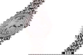 Chopard Happy Sport Diamond & SS Wristwatch 8237: Chopard Happy Sport wristwatch, reference 8237, featuring a 32mm round stainless steel case with diamond-set bezel. The white dial displays black Roman numerals at the 3, 6, 9, and 12 oclock positions