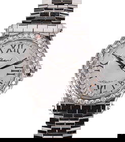 Chopard Happy Sport Stainless Steel Diamond Watch: Chopard Happy Sport automatic wristwatch, reference 8559, crafted in stainless steel and showcasing the brands iconic fusion of playful design and refined Swiss craftsmanship. The 36mm round case is h