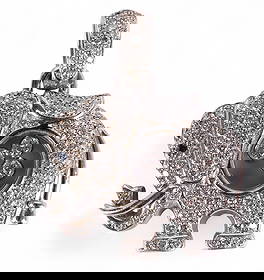 Chopard 18k White Gold 2 CT TW Diamond Pendant: Chopard Happy Diamond elephant pendant crafted of solid 18k white gold. The whimsical elephant form is pave set with round brilliant-cut diamonds totaling approximately 2 carats, judged to be F-G colo