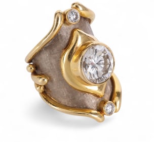 Elizabeth Gage 18k Gold 3.54 CT TW Diamond Ring