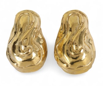 Elizabeth Gage 18k Gold Molten Peanut Earrings