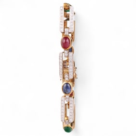 18k Diamond Ruby Emerald Sapphire Bracelet 30.2g