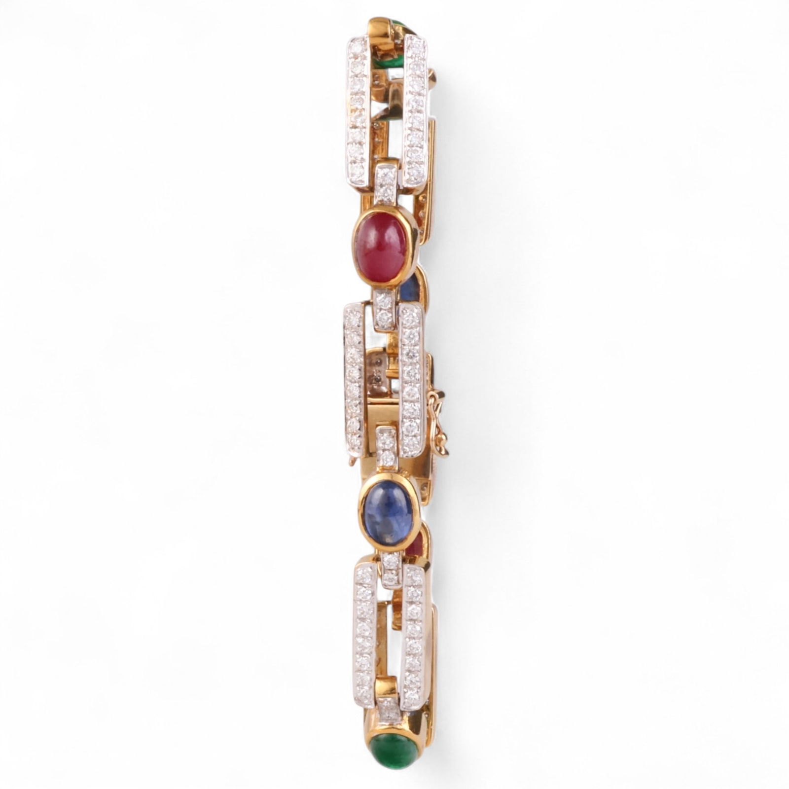 18k Diamond Ruby Emerald Sapphire Bracelet 30.2g (1 of 11)