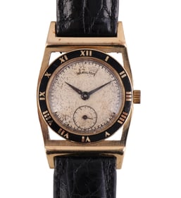 Hamilton 14K Gold Piping Rock Enamel Bezel Watch