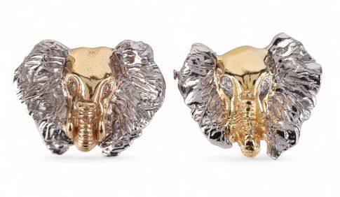 14k Gold David Stern .2 CTTW Diamond Elephant Pins