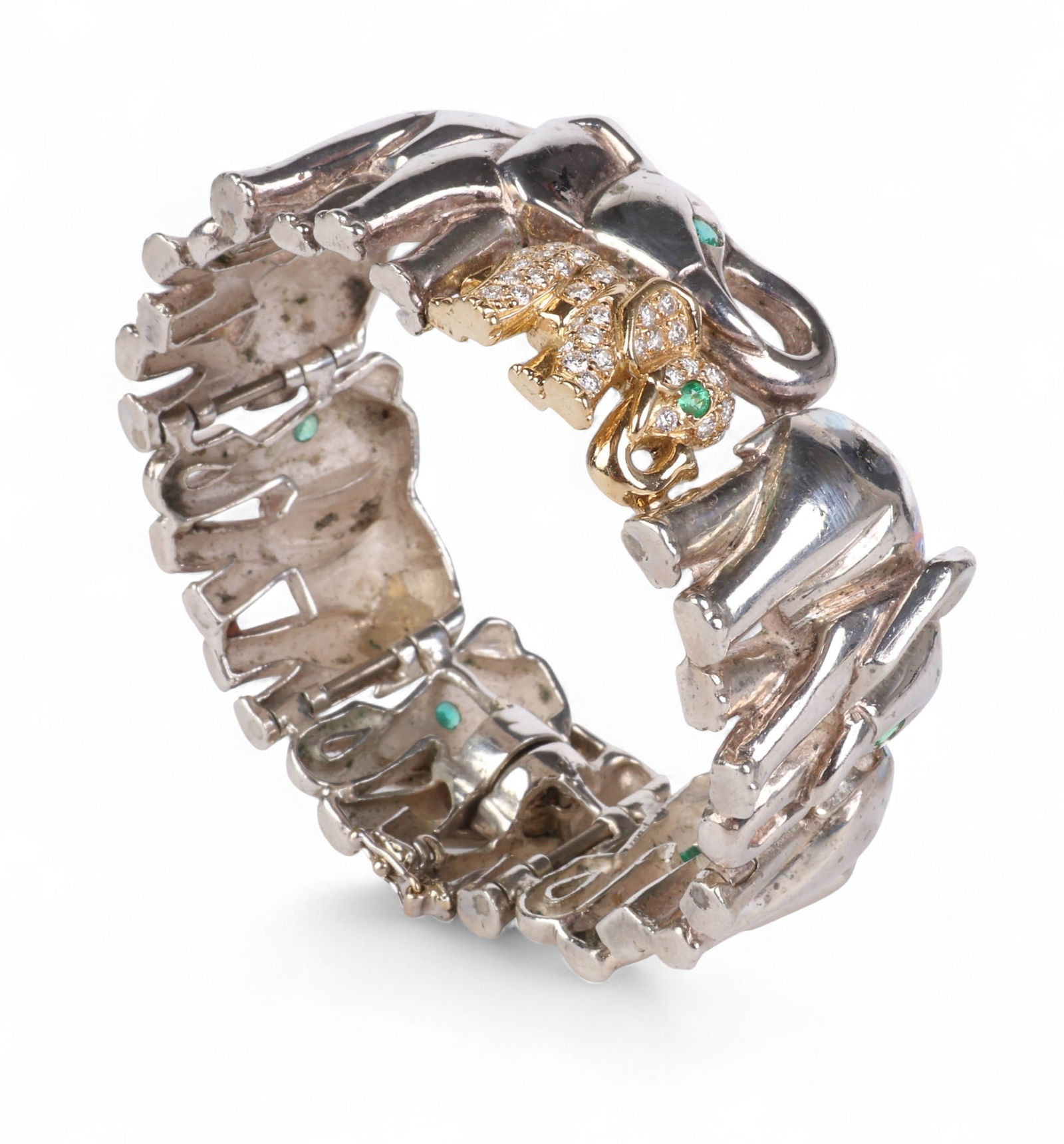 18k Gold Sterling Silver Diamond Elephant Bracelet (1 of 7)